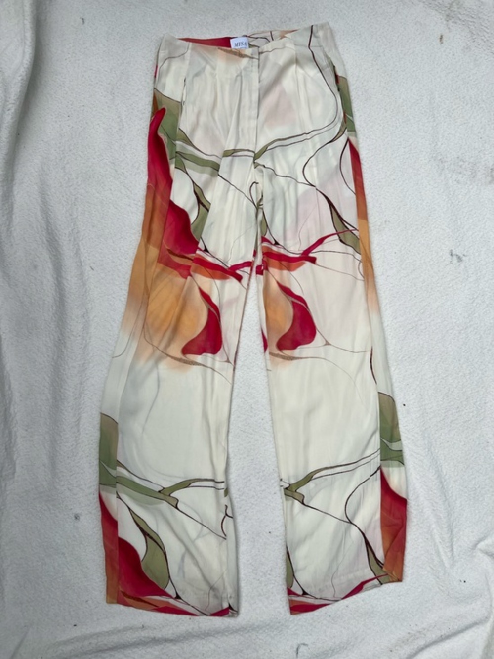 MISA Los Angeles Abstract Print Wide Leg Trousers Pants Size‎ M Made in USA
